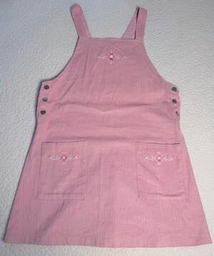 Sugar Thrillz Petal Pusher Pink Corduroy Floral Pinafore Dress Size L NWT